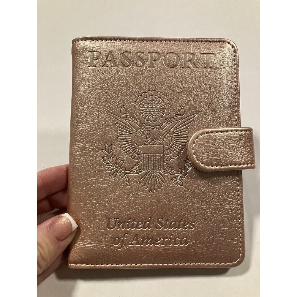 Passport Holder Cover Traveling Passport Case Rosegold Magnetic Closure